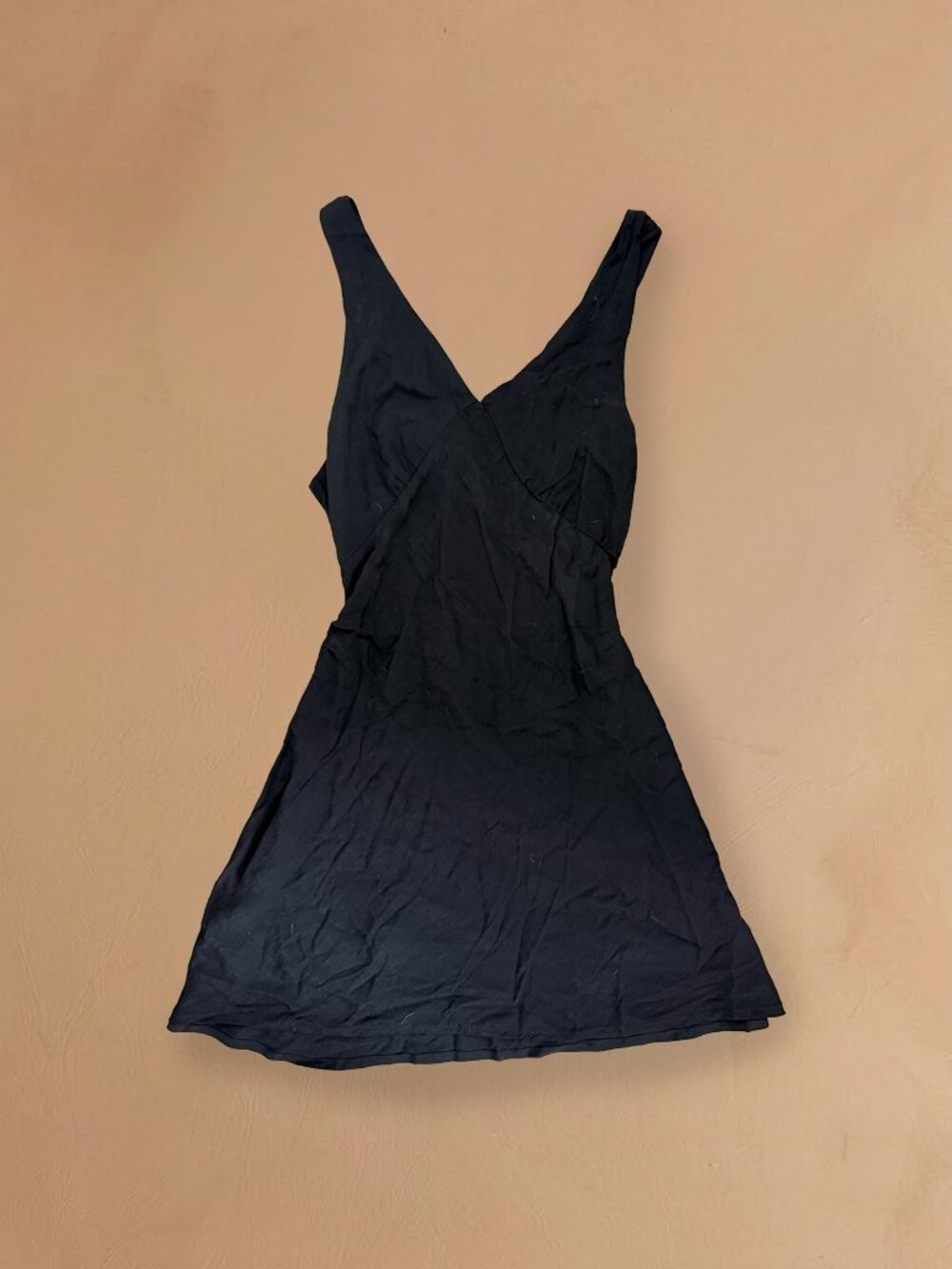 Back Tie Black V Neck Mini Dress 90s Minimalist Y2K